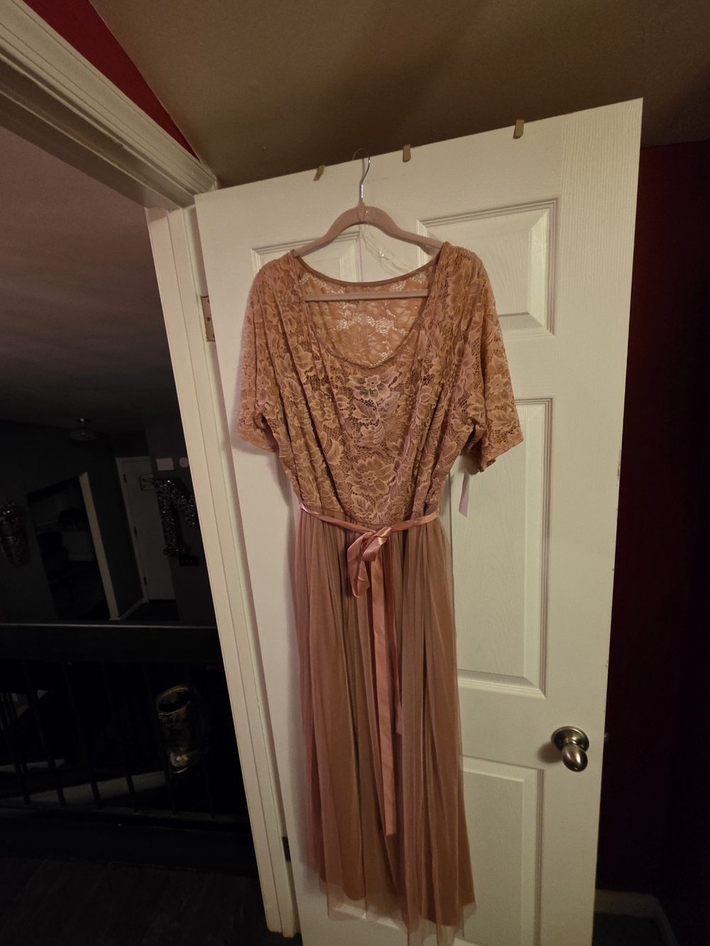 Women's Lace Maxi Dress in Dusty Rose